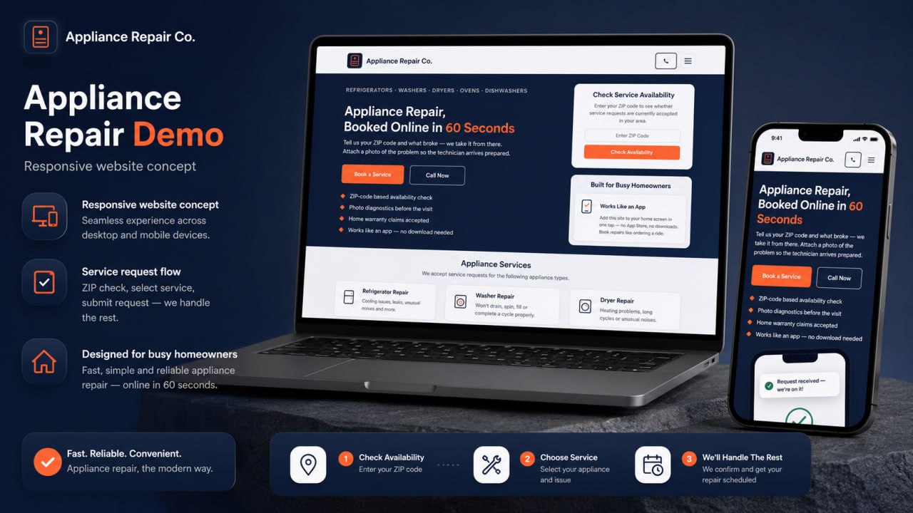 Appliance Repair Co. — desktop і mobile версії